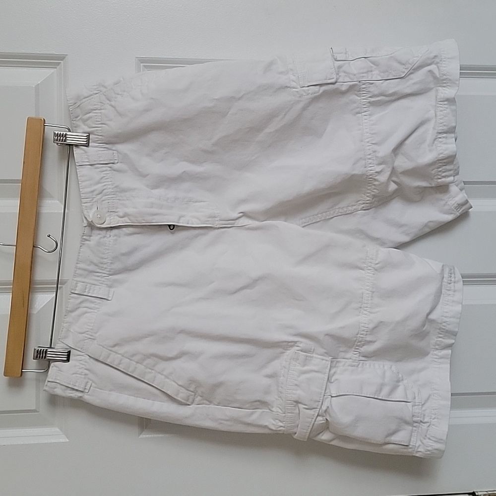 White Men's Cargo Shorts, Relaxed Fit, Size 34